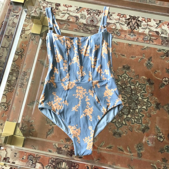 Revel Rey Other - Revel Rey Blue Botanical Hunter One-Piece Swimsuit